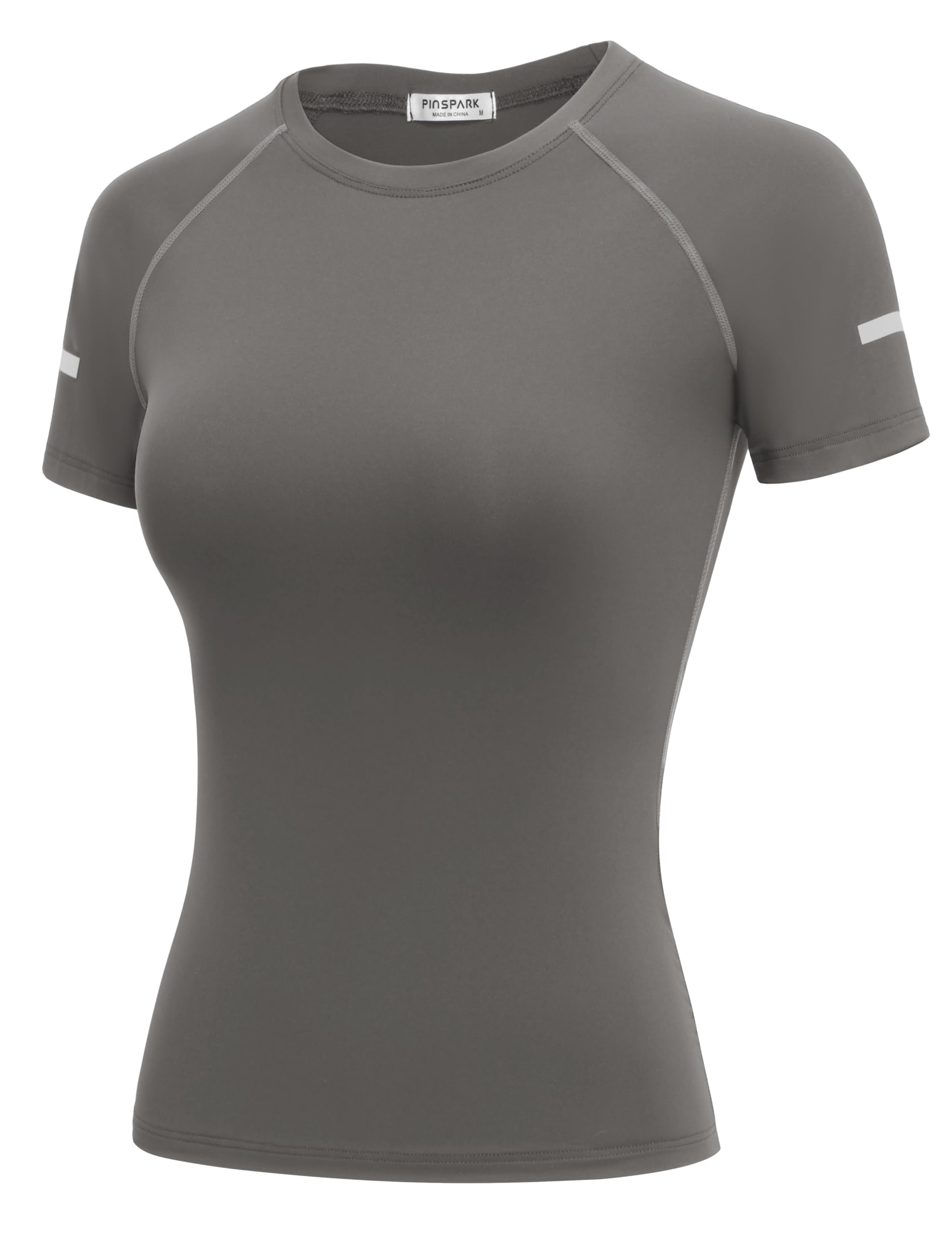 PINSPARK Sportshirt Damen Kurzarm Funktionsshirt Leicht Atmungsaktiv Sport T-Shirt Yoga Fitness Rundhals Laufshirt Oberteil