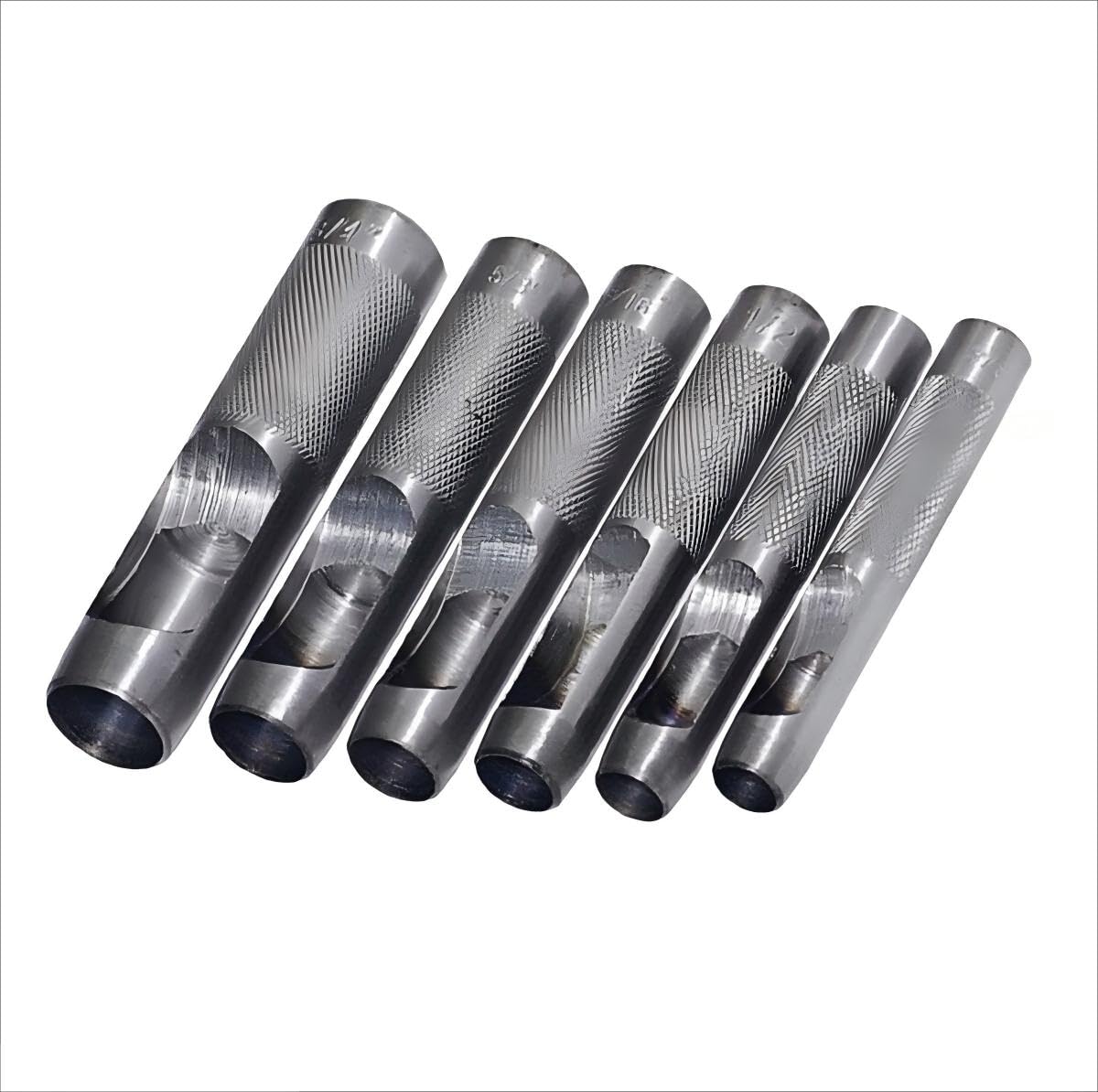 6 PC Punch Set CUTS Holes in Leather Plastic Rubber Gasket 3/8" to 3/4"