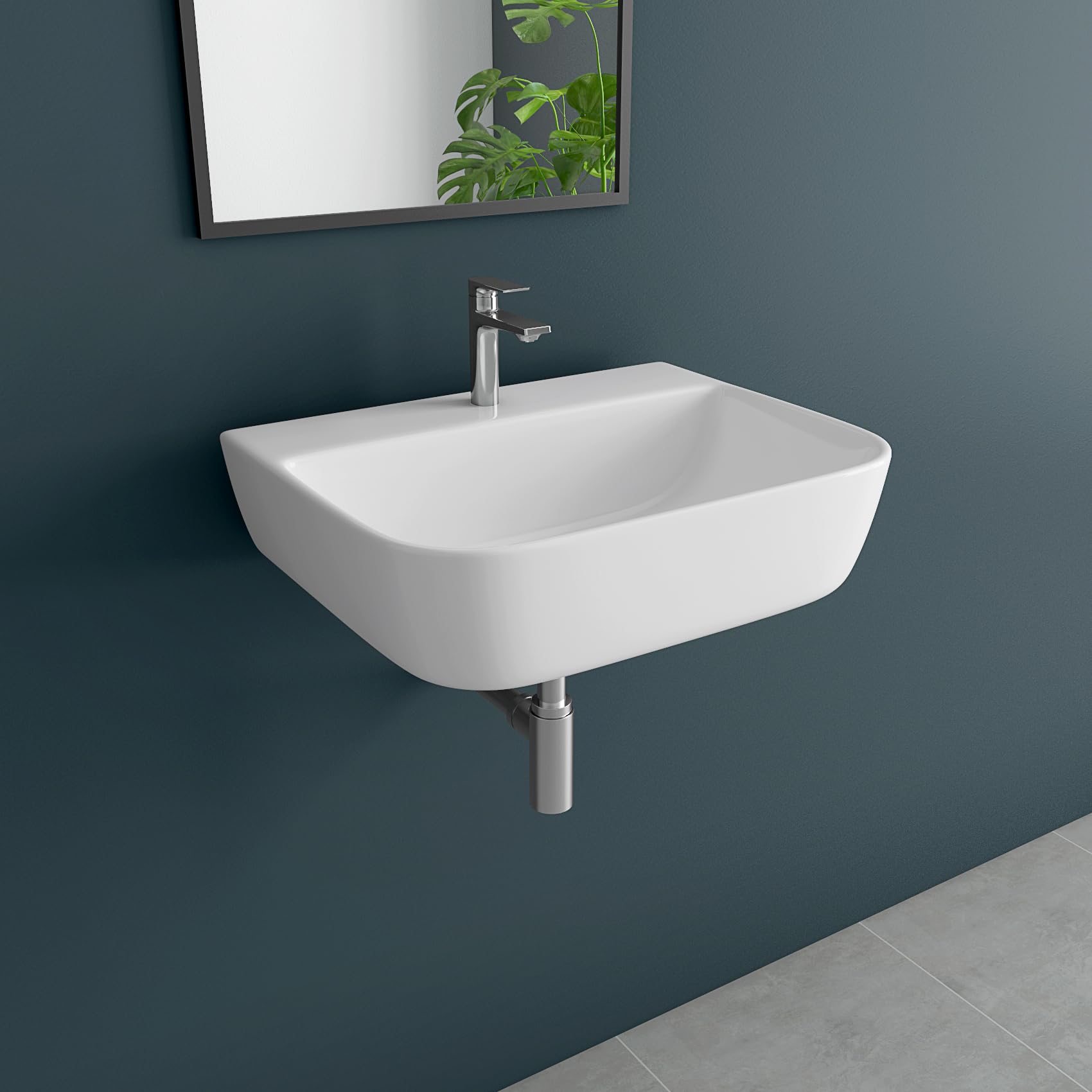 HOLO Conrad Ceramic Wall Mounted Basin | Wash Basin for Bathroom (18" x 14" inch) (B0D8YJKS1K) Amazon Price History, Amazon Price Tracker