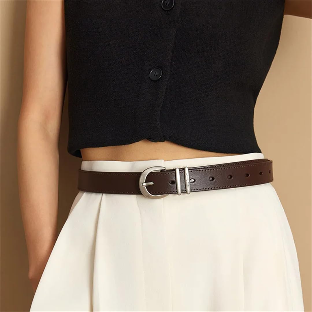 Cinturón retro para mujer, hebilla de piel de vaca, accesorio de moda para mujer