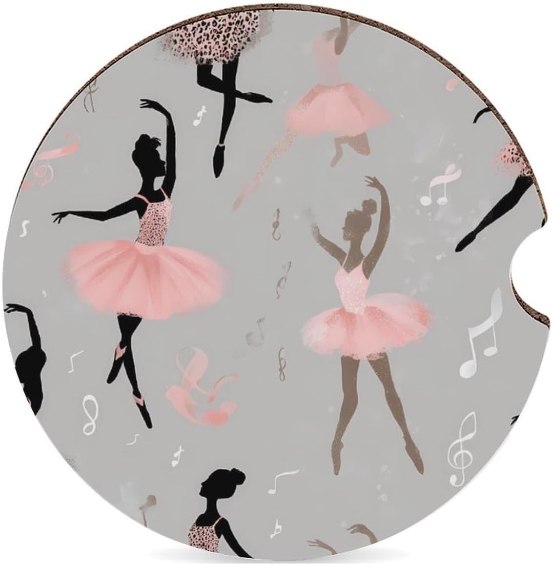 Music Dance Ballet Dancer Cute Car Cup Holder Coaster Anti Slip Absorbent Accessories Interior