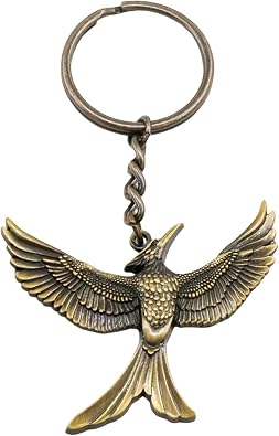 Hunger Game Necklace Keychain for Men Women | Mockingjay Anime Pendant Necklace, Gold Mocking Birds Keyring