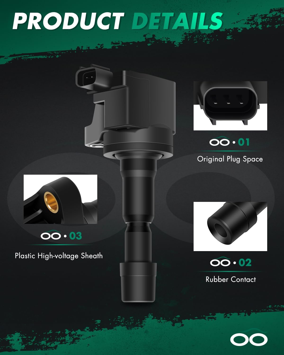 SCITOO Ignition Coil Coils & Iridium Spark Plugs fit for Honda 2009 2010 2011 2012 2013 Fit 1.5L UF626 4 ignition coils for 4 iridium Spark Plugs