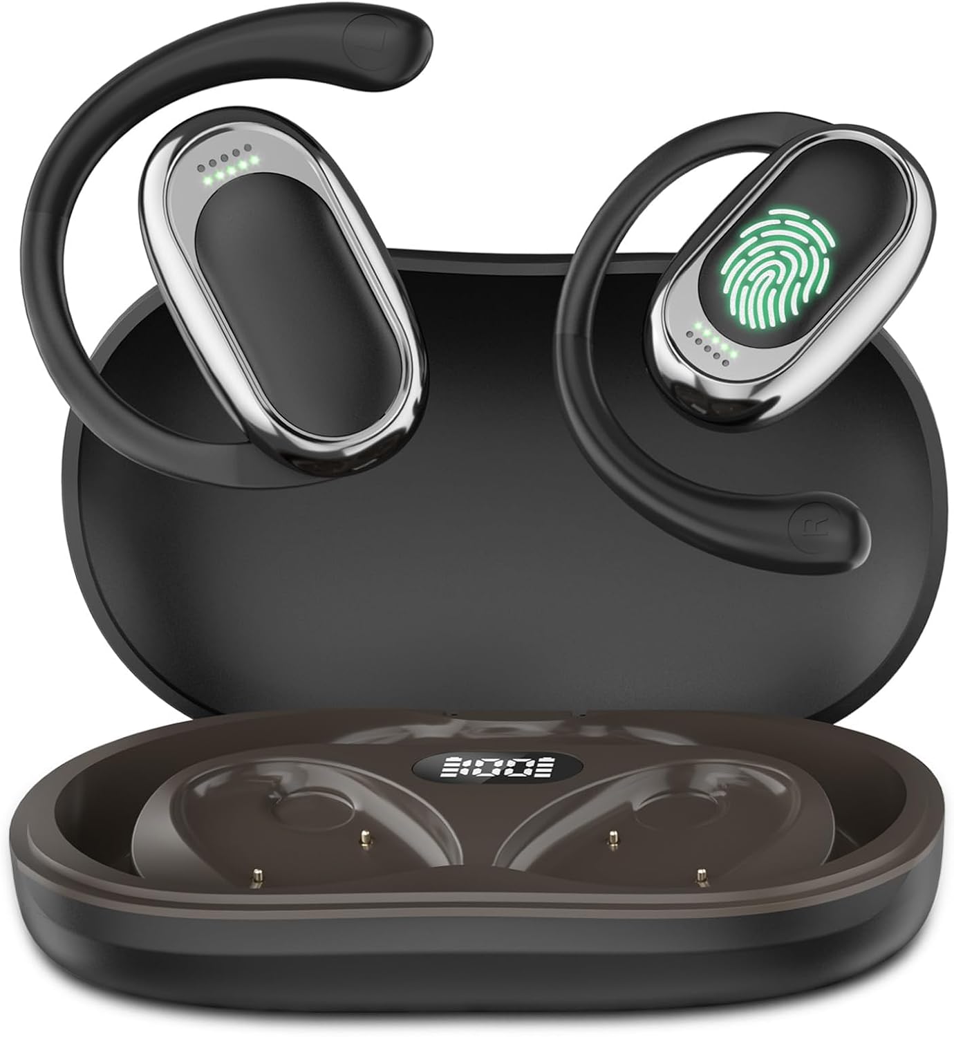144-Language Translation Earbuds for Android/iPhone with APP, 5-in-1 AI Translator Earbuds Real Time with Translation Calls (Black)