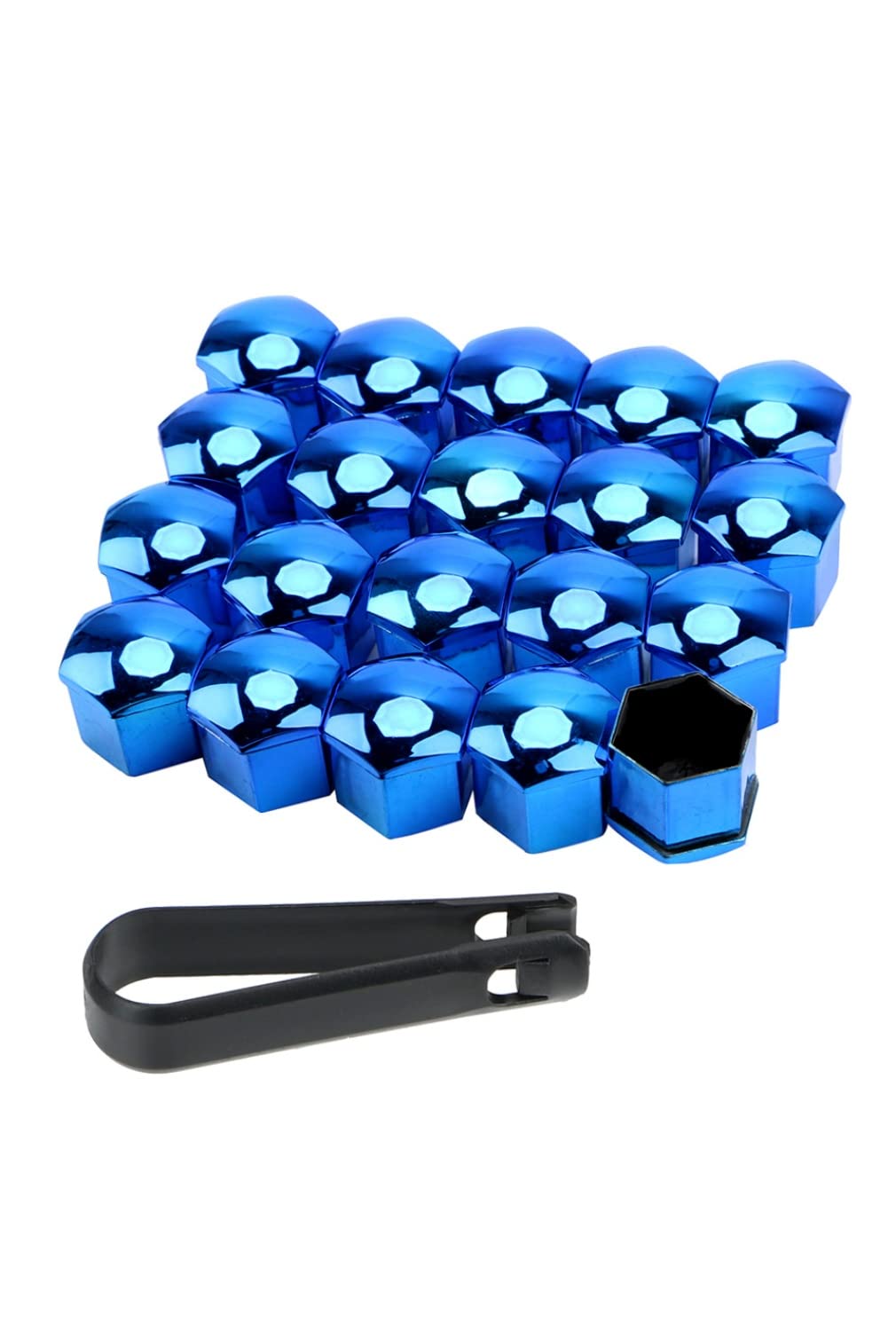 [CHIFONE] ボルト キャップ カラフル 車 タイヤ ホイールナット カバー 汎用 レッド ブルー 光沢 トラック サビ 防止 19mm 20個セット 青