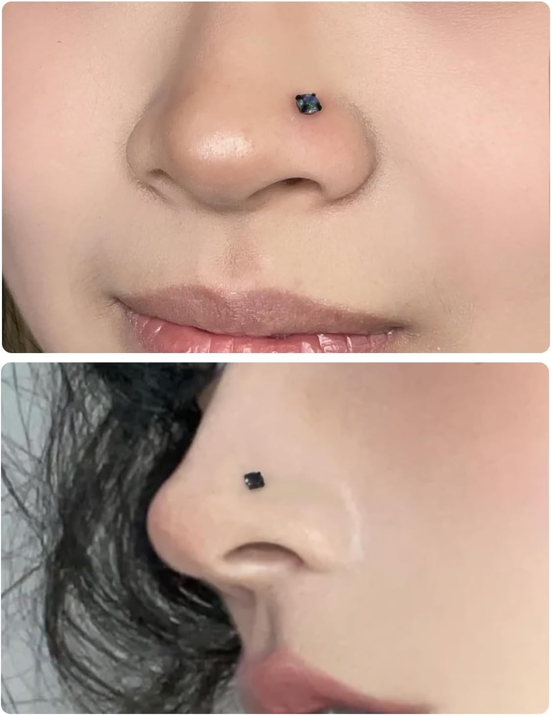 18G 20G Black Nose Rings Studs Piercing Jewelry for Women 316L Surgical Steel L Shaped Screw Straight Diamond CZ Nose Rings Studs Nostril Piercing Jewelry for Women Men Hypoallergenic - Image 6