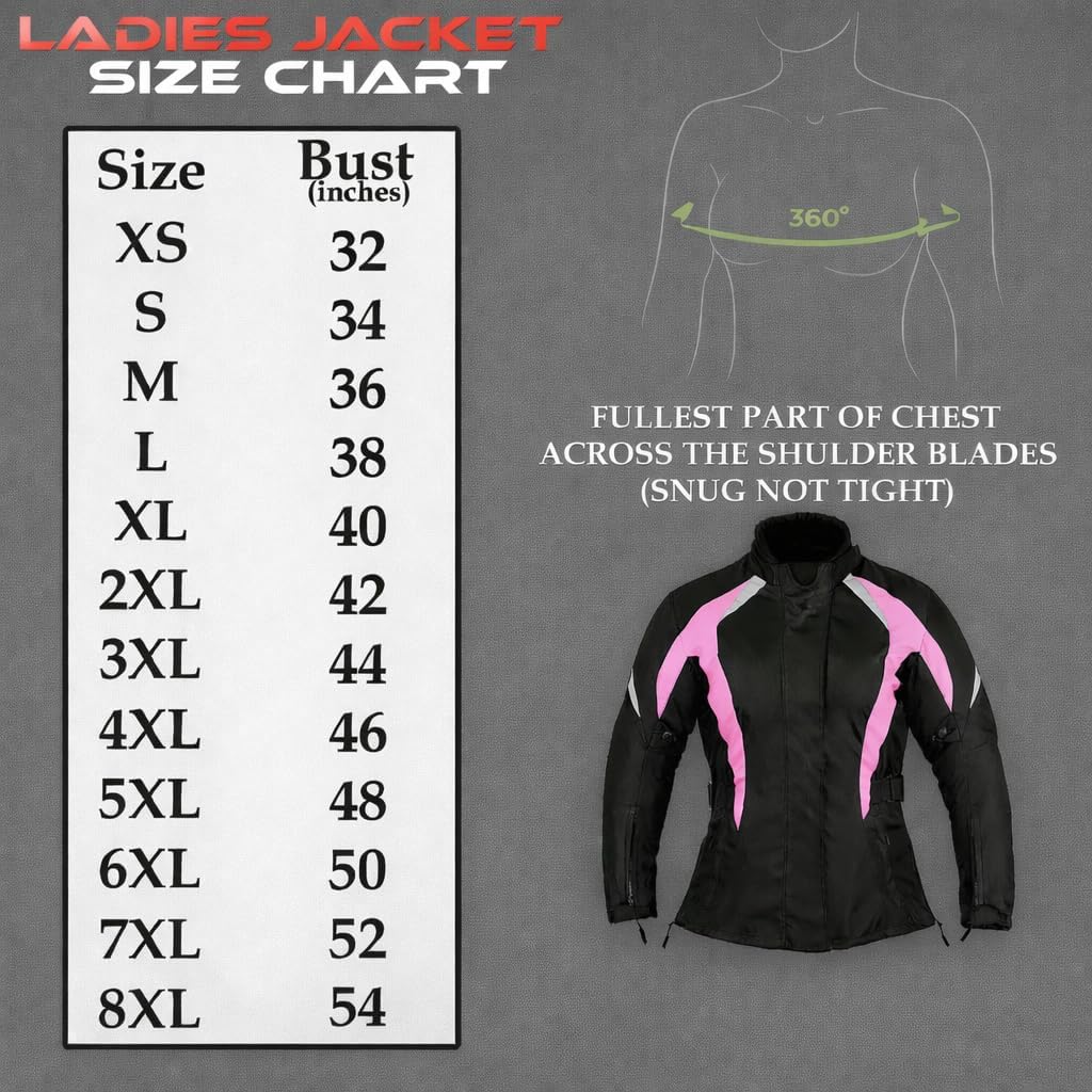 Women’s Waterproof Motorcycle Jacket – CE Armour Ladies Biker Coat, Cordura, Motocross, All-Weather