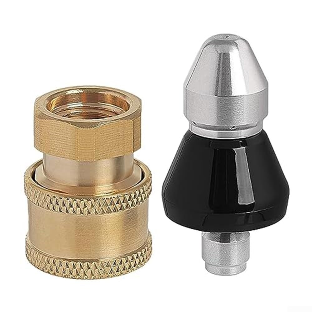 Sewer Injector Cleaning Tool with Stainless Steel and Brass Materials, Front 6 Rear Nozzle Setup for Efficient Removal of Fluff, Hair, and Grease