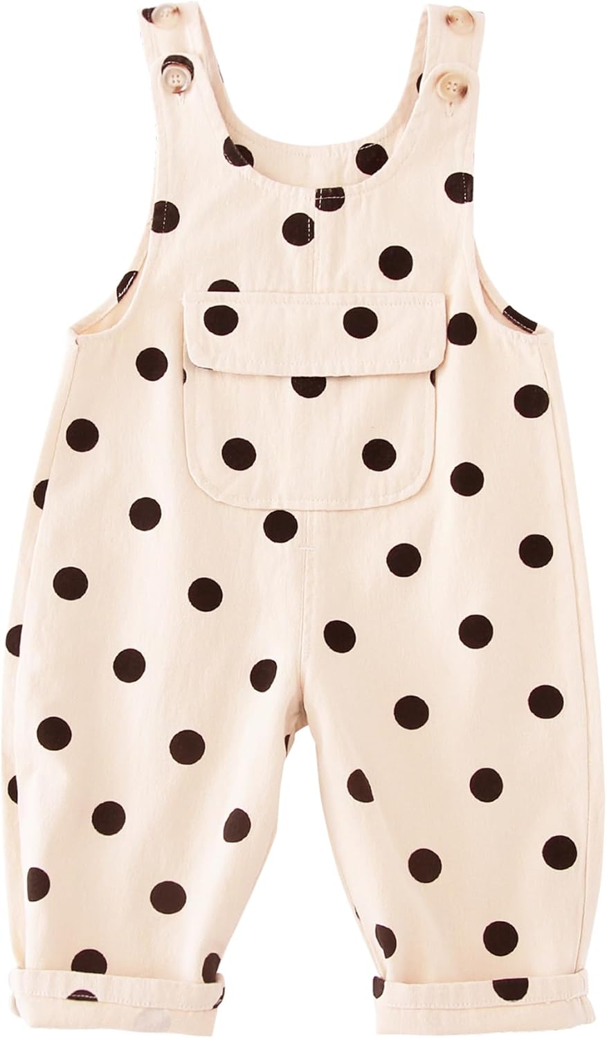 Happy Cherry Baby Girls Overalls Little Kids Sleeveless Cotton Button Suspender Pants One Piece Soft Bodysuit