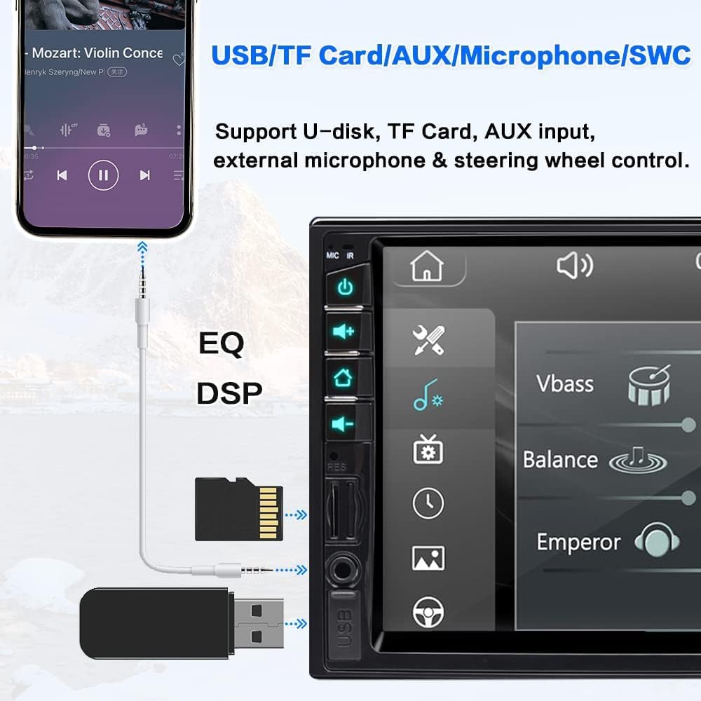7 inch Double Din Car Stereo for Wireless Carplay & Android Auto with Voice Control,Bluetooth5.2 MirrorLink, Car Radio with Backup Camera,Touch Screen SWC/USB/SD AM/FM/AUX 6 613dkRogFLL. AC SL1000
