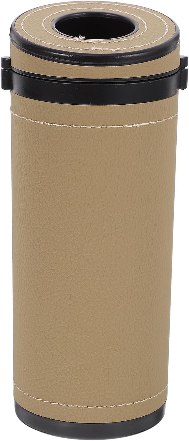 KOMBIUDA Stylish Car Tissue Holder Box for Driving Refillable Cylinder Tissue Box Made of Abs and Pu with Easy Placement on Car Armrest for Vehicle Interior