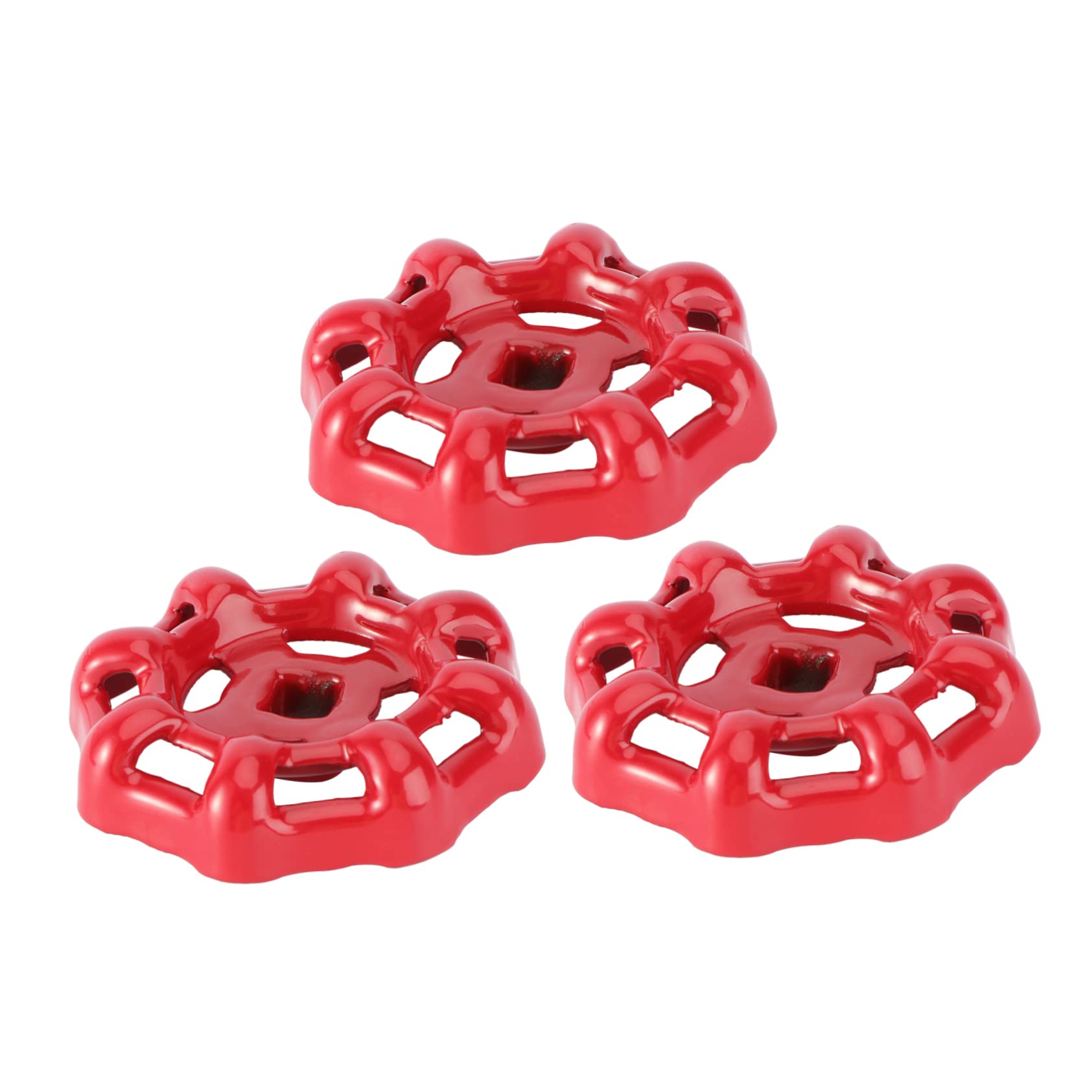 DOITOOL Great Material 3pcs Red Shut off Valve Handles Practical Gate Valve Wheel Handles
