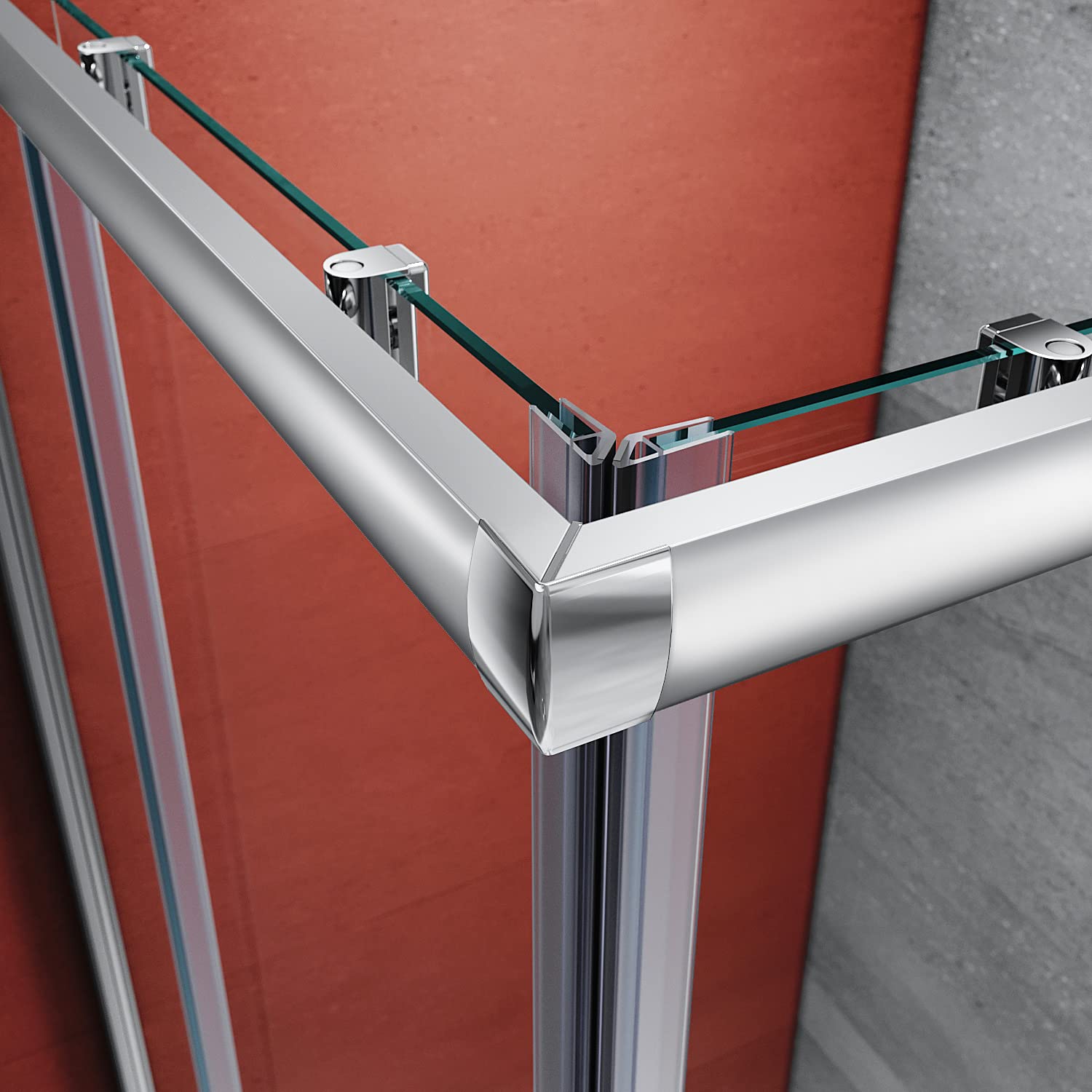 SONNI Mamparas de Ducha Rectangular 90x90cm con 2 Hojas Fijas y 2 Hojas Correderas Vidrio Templado 5mm Perfil Aluminio