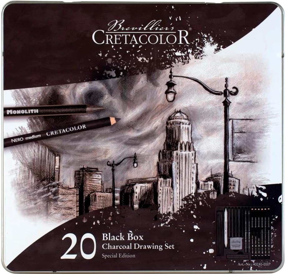 Cretacolor Exclusive Skyline Black Box Charcoal Drawing Set of 20 (CL40030-0007)