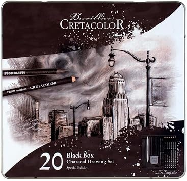 Cretacolor Exclusive Skyline Black Box Charcoal Drawing Set of 20 CL40030-0007