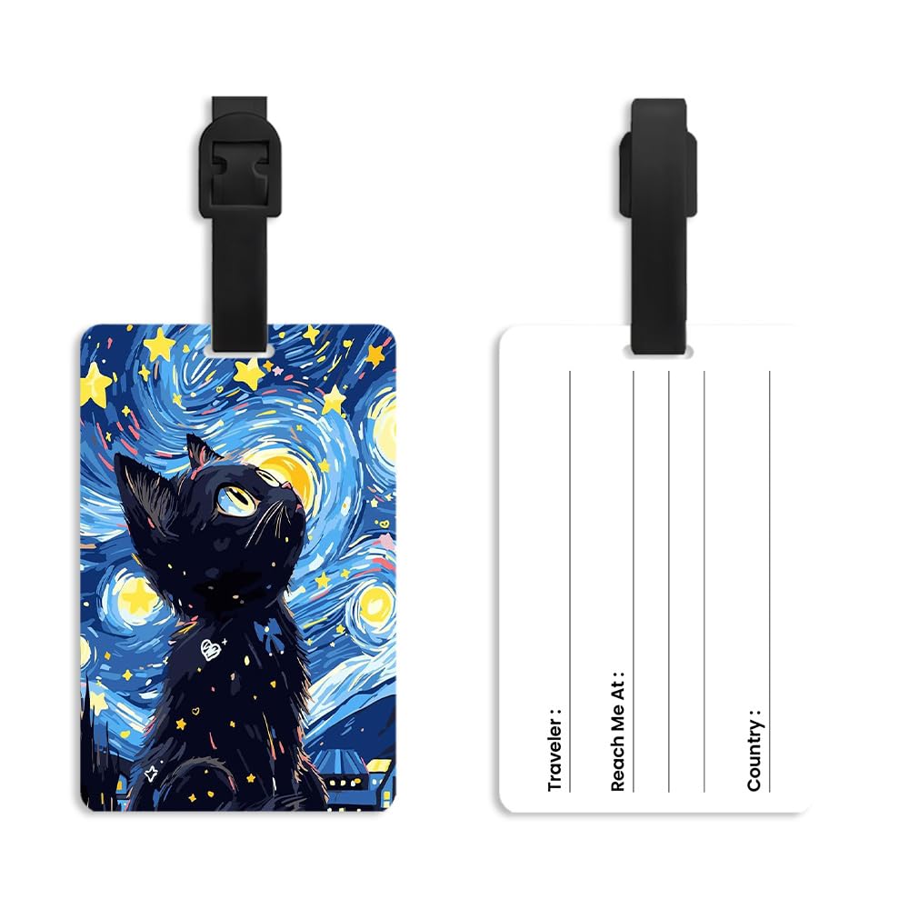 Travel Luggage Tag with Address Slot, Sturdy Silicon Belt, 8.5 x 5.4 cm, (Cat)-image-43