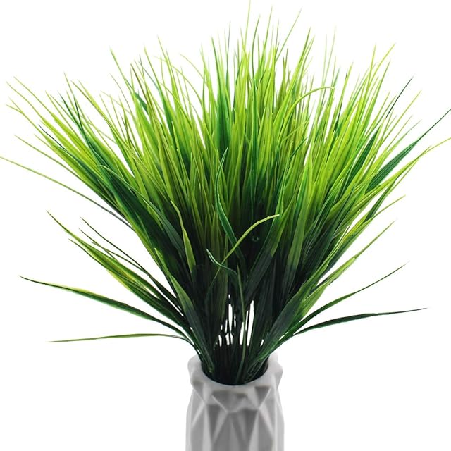 LumenTY 6 Bouquets Artificial Plants Fake Plastic Greenery Shrubs 7 forks Fake Wheat Grass Faux Plastic Shrubs for Indoor and Outdoor Home Dining Table Garden Office Balcony Wedding Party Decoration