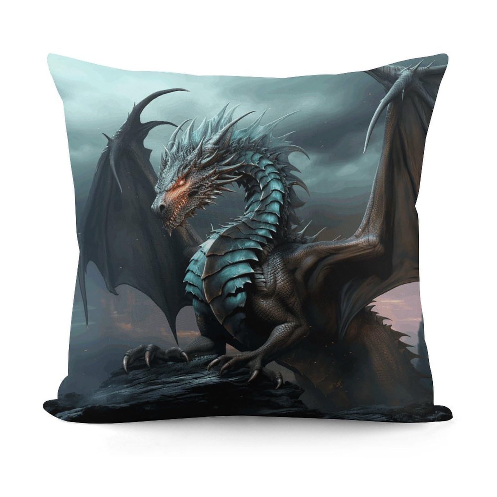 VstaDank Decorative Cool Dragon Throw Pillow Covers Luxury Soft Pillowcases Fluffy Plush Accent Pillow Cases Personalized Square Lumbar Pillows Shells for All Seasons 18" X 18"