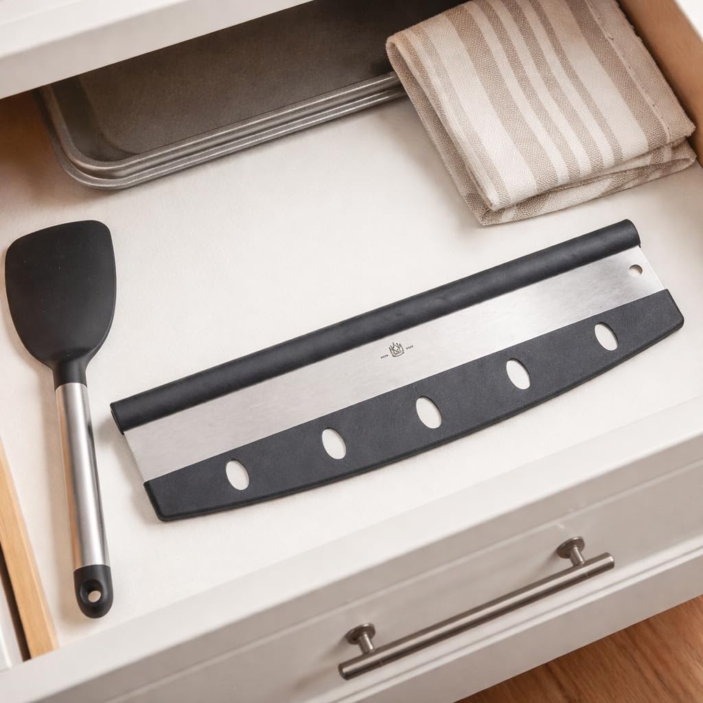 King Arthur Baking Company Pizza Rocker Cutter, Stainless Steel Blade, Comfort Handle With Blade Guard, For Straight Pizza Slices