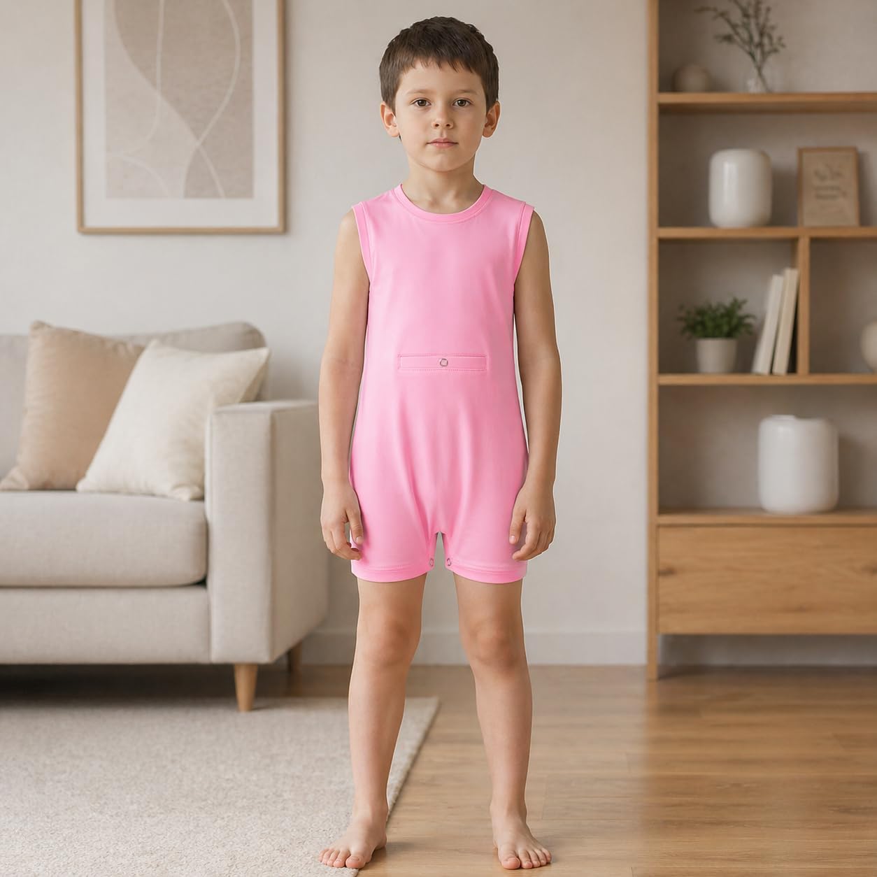 Kaycey 3 Pack Sleeveless Popper Vest with Tube Access For People with Special Needs, Adaptive Bodysuit, Snap Closure