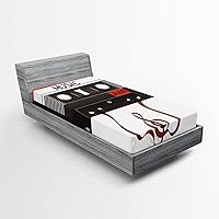 Vista 25 de Ambesonne Sábana bajera tropical, hojas de palmera diversificadas con filodendro de hojas divididas, funda de cama con bolsillo profundo elástico