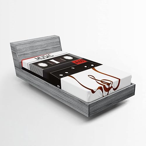 Miniatura 25 de Ambesonne Sábana bajera tropical, hojas de palmera diversificadas con filodendro de hojas divididas, funda de cama con bolsillo profundo elástico