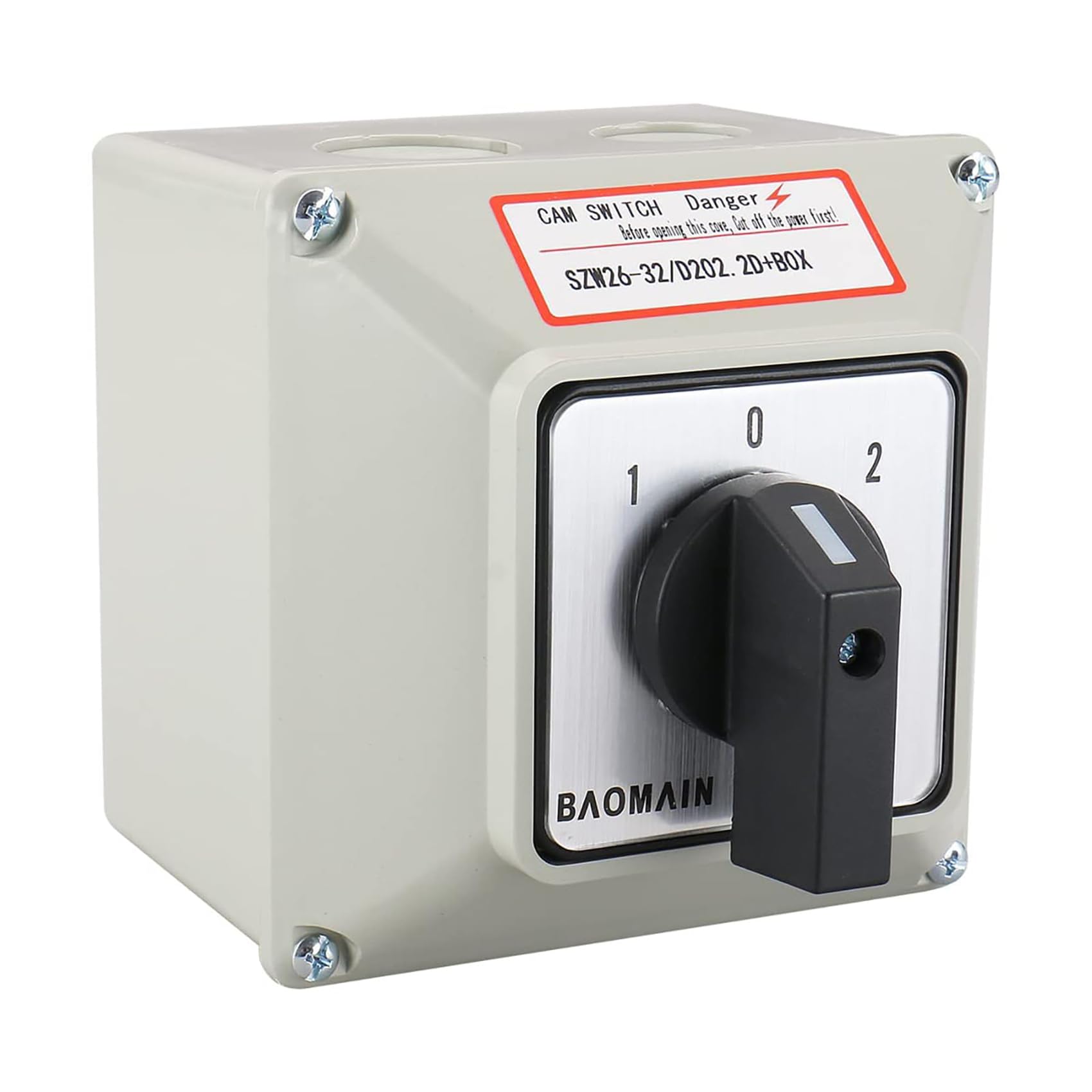 Baomain 30A-32A Universal Rotary Changeover Switch SZW26-32/D202.2D 3 Switch Positions (1-0-2) Two rotors Box Version