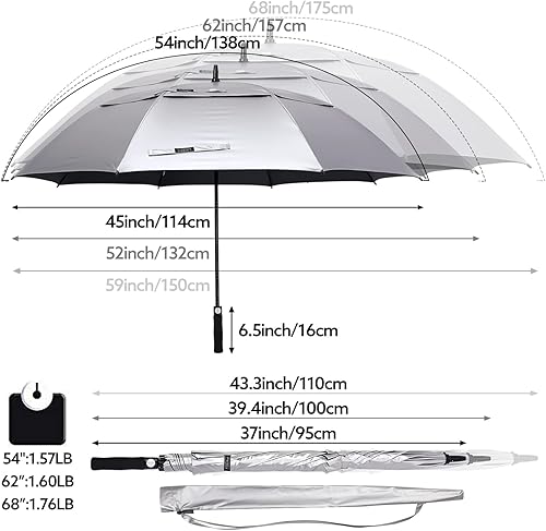 Miniatura 2 de G4Free Paraguas de golf con protección UV de 47546268 pulgadas, con apertura automática, doble toldo con ventilación de gran tamaño, extra grande,