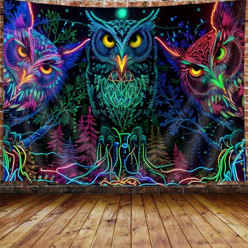 JAWO Psychedelic Owl Tapestry -...