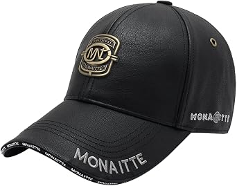 Leather Baseball Cap Cool Cap with Adjustable Unisex Design with Metallic Logo