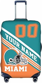Custom Luggage Cover, Personalized Miami Suitcase Cover for Vacation Travel, Design Your Name and Number Washable Elastic Luggage Protector Gifts for Men Women Fans