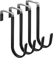 FYY 4-Pack Heavy Duty Over Door Hooks with Rubber Coating - Scratch-Proof, 20lb Capacity for Clothes, Towels, Bags, Coats - Black
