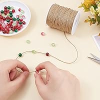 Vista 4 de PH PandaHall Cordón de algodón encerado Burlywood de 100 yardas de 0.039 pulgadas con 100 yardas de 0.039 pulgadas (0.039 in), cordón de algodón