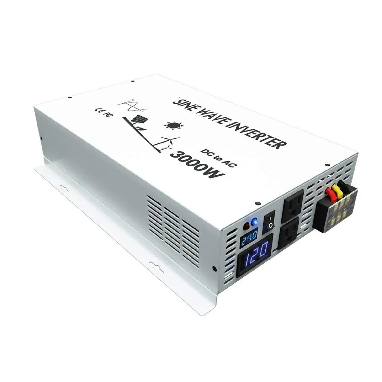 Convertidor Adaptador Inversor Onda Sinusoidal para Pura 3000W Potencia 24V A 220V Generador Panel Solar Convertidor Batería 12V/48V CC A 120V/230V/240V CA inversor