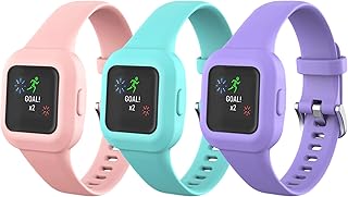 AresserA for Garmin Vivofit jr.3 Bands, Silicone Replacement Watch Bands Compatible with GarminFit jr.3 for Kids Boys Girls-3 Pack: Pink&Lavender&Teal