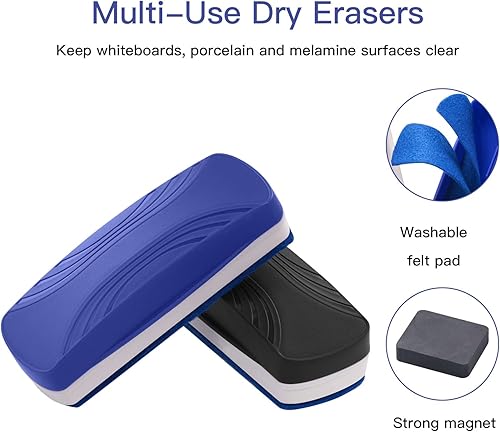 Vista 3 de Ddaowanx Borrador de pizarra blanca, borrador magnético de borrado en seco, borrador de tablero de vidrio, suministros escolares y de oficina