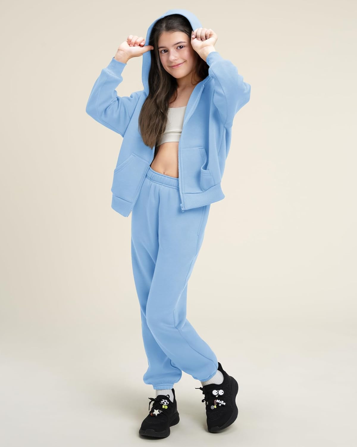 Stelle Girls Athletic Sweatsuit 2 Pieces Sweatshirts and Pant Long Sleeve Zip Up with Pockets Outfits Set - Image 3