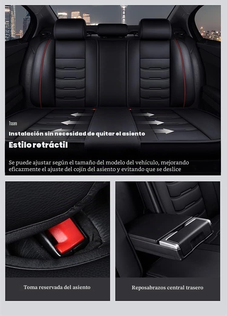 Fundas Asientos Coche para Toyota RAV4 (XA50) 5.Gen 2020 2021 2022 2023 2024 2025 2026, Cuero Delantero Trasero Juegos de Cubreasientos Impermeable Protector Accesorios,Black-Red