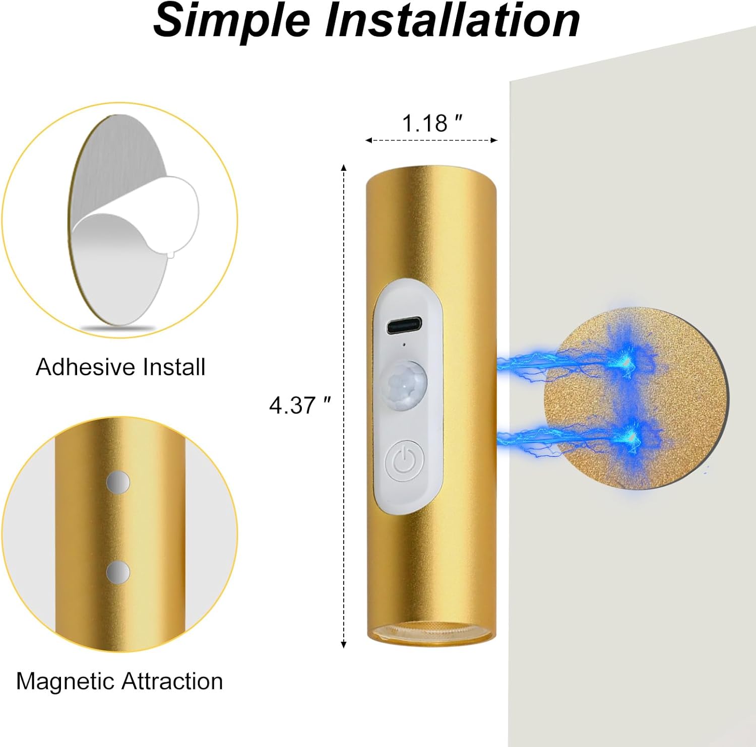 Battery Operated Wall Sconce Set of 2, Magnetic Stick on Wall Lights Motion Sensor Night Lights Indoor with Remote Control, Rechargeable Wireless Up and Down Wall Sconces, 3 Modes Dimmable, Aluminum