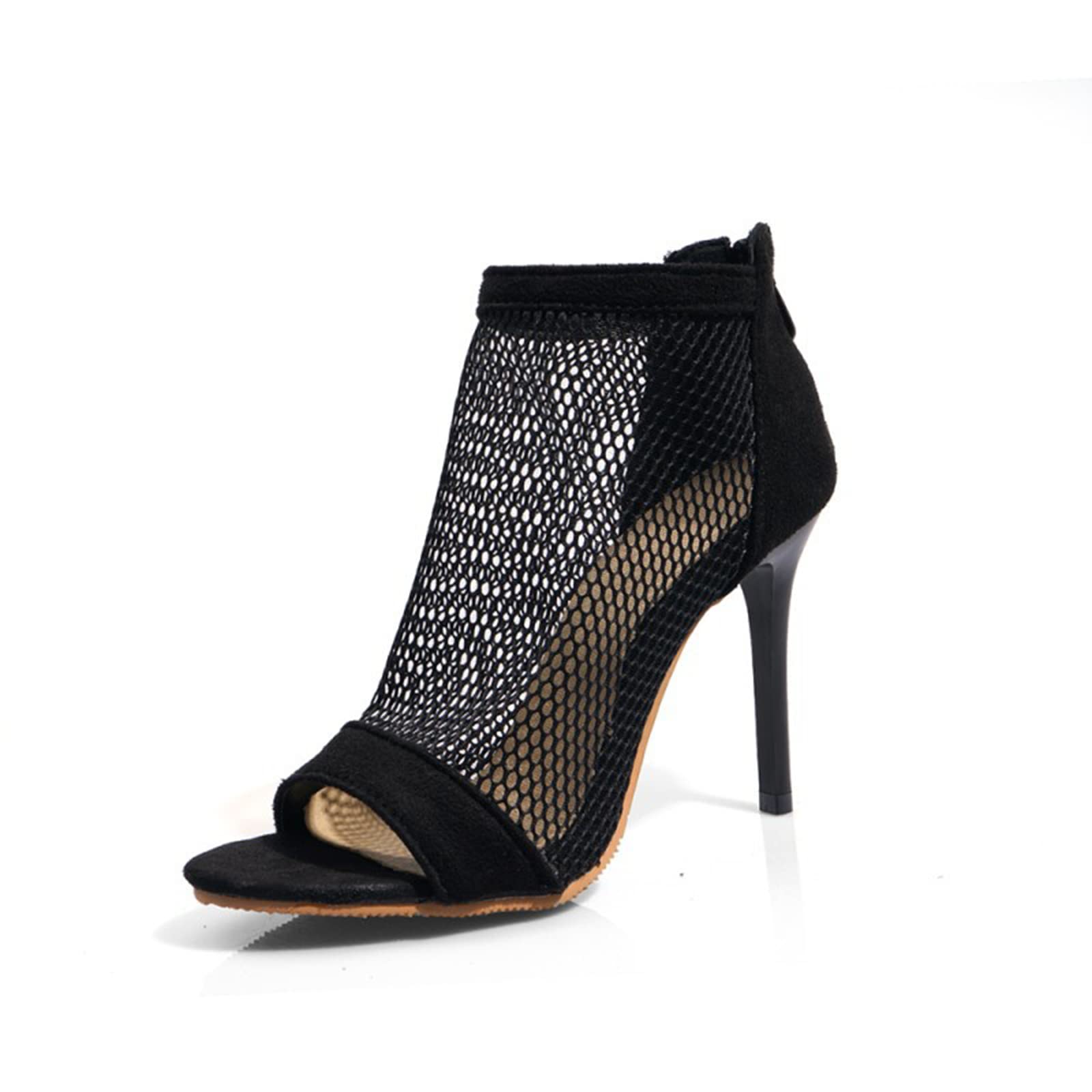 10CM/3.93IN Stiletto di Grandi Dimensioni Sandali Tacco Alto Sandali Zipper Mesh Scarpe Tacchi Alti Sexy
