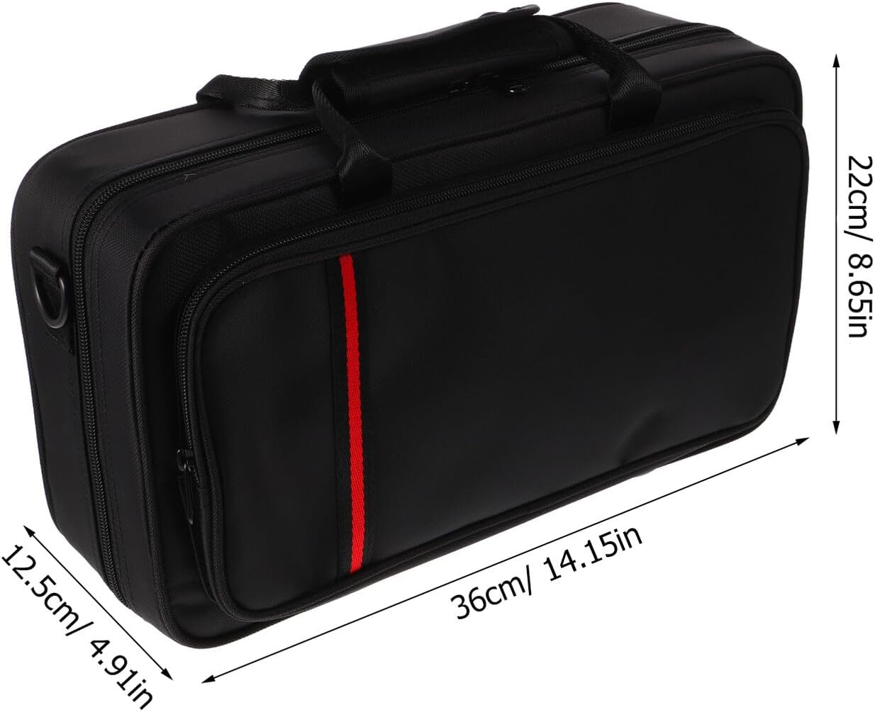 Abaodam Portable Clarinet Bag Black Tube Square Box Storage Case with Zipper Double Strap Music Instrument Pouch Wind Instrument Carrying Case for Clarinet Players
