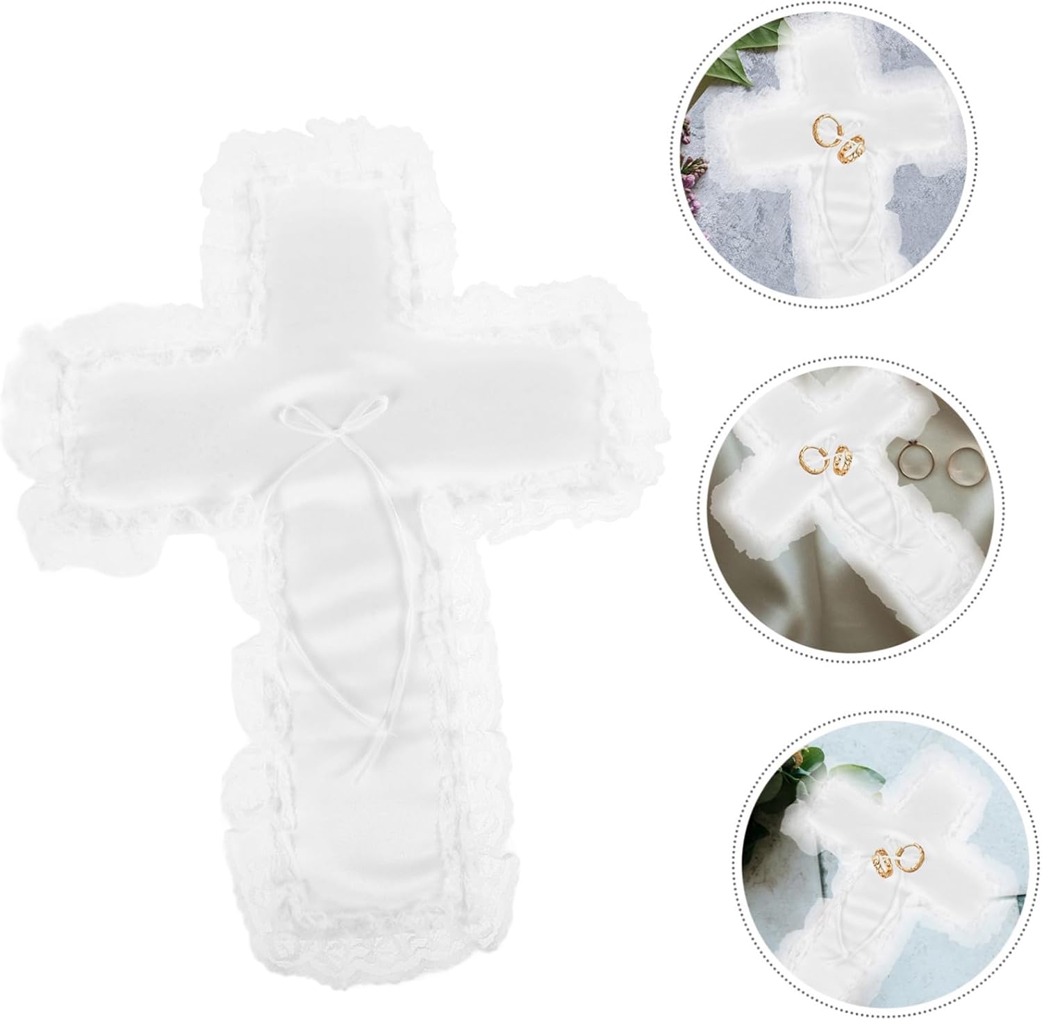 Toddmomy Decorative Cross Shaped Ring Pillow for Wedding Portable and Lightweight Wedding Ring Holder Cushion Unique Design for Bearer Exquisite Decoration