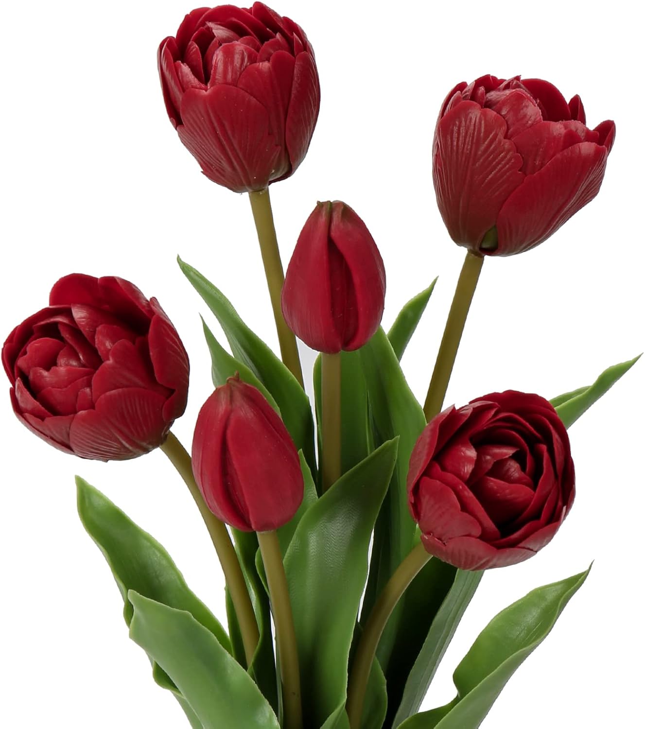 DILATATA 6 Pcs Artificial Tulips Flowers Burgundy Real