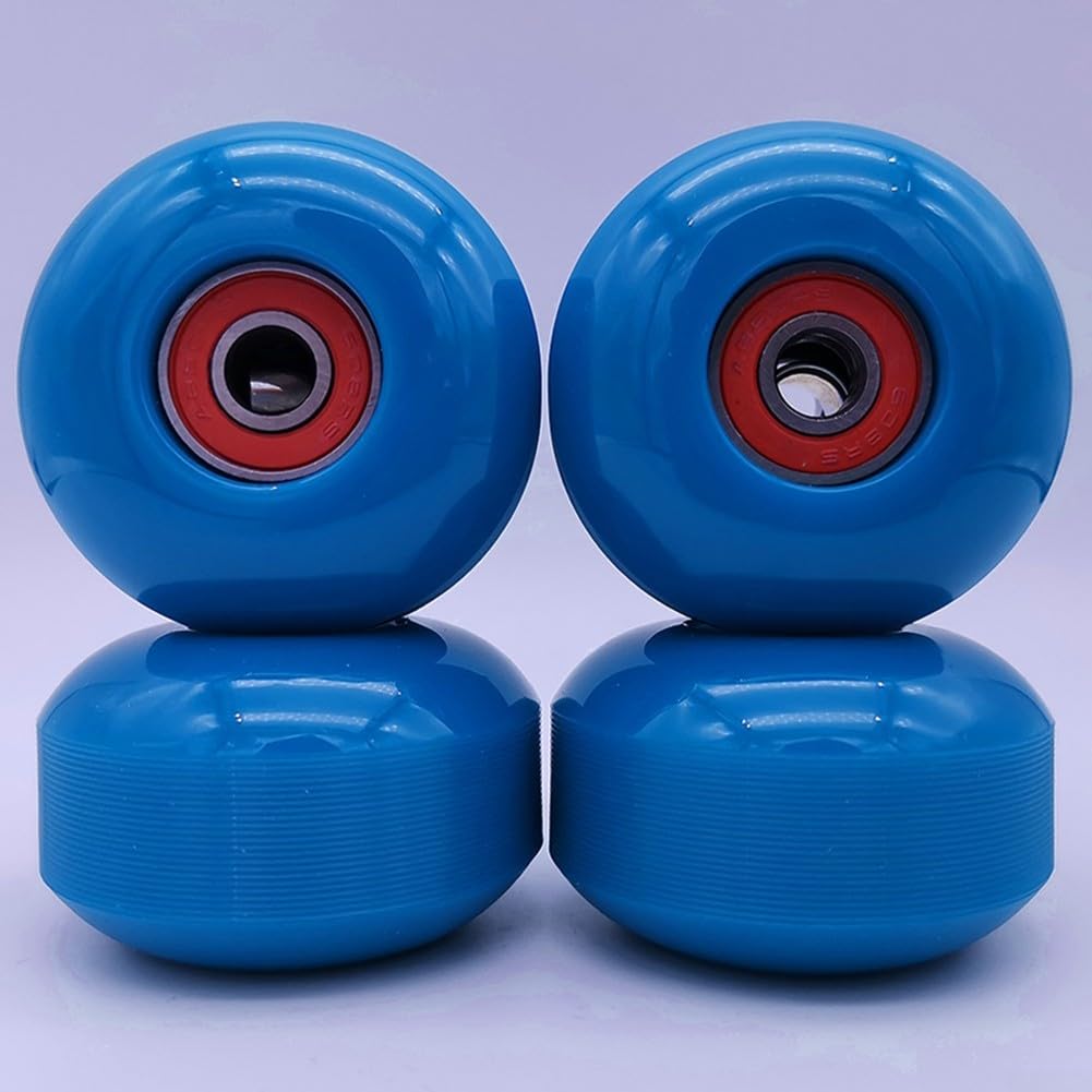 95A Soft Longboard Skateboard Wheels 52x32mm with ABEC-9 Bearings for Street Cruising| PU Material| Smooth Ride Performance for Outdoor Sports(Blue)