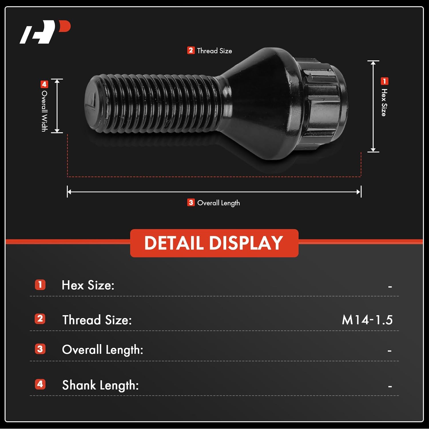 A-Premium 5-PC M14-1.5 Wheel Studs Compatible with Audi A5 2008-2016 2018-2019 2021-2022, A6 1995-2018 2020-2022, Q3, A7, A8, Q8, TT, R8, 100, 100 Quattro, 200, 5000, 80, 90, A1, A3 Quattro