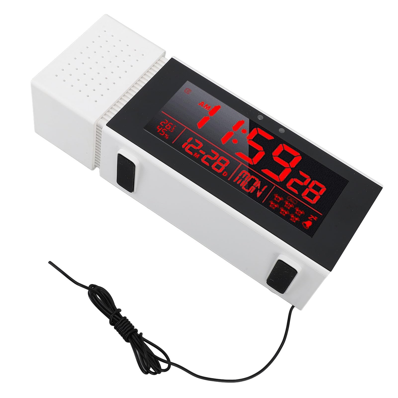 Horloge numérique LED réveil écran LCD température 6 alarmes bureau