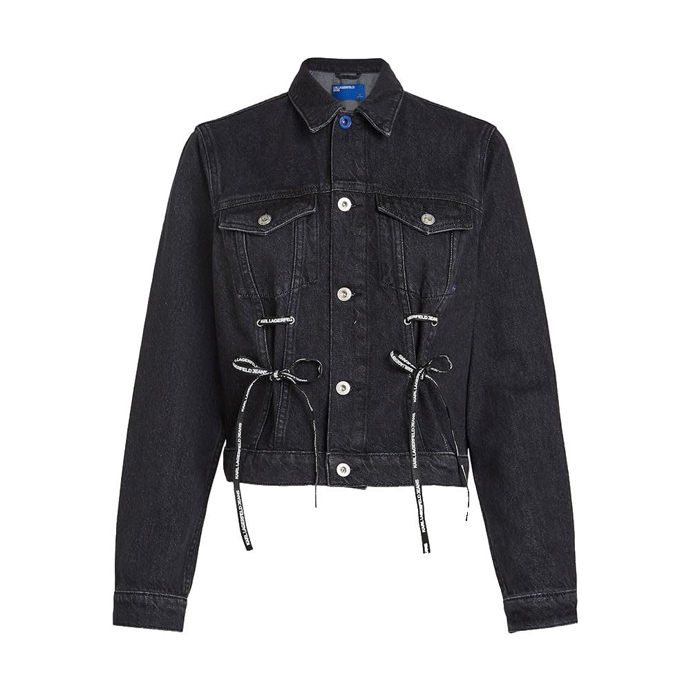 KARL LAGERFELD JEANS, Donna, Giacca In Denim Con Cravatta In Pizzo, Vestibilità Regolare