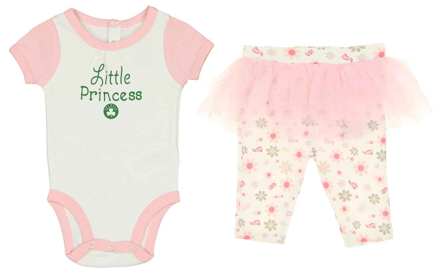 Outerstuff NBA Boston Celtics Newborn Short Sleeve Creeper Bodysuit and Princess Tutu Leggings Set, 0-3M