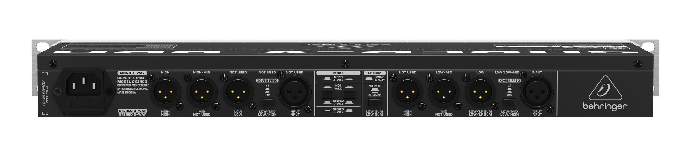 Behringer SUPER-X PRO CX3400 V2 - Crossover stereo a 2 vie, 3 vie, mono-4 vie, con limitazioni, ritardi di tempo regolabili e correzione CD