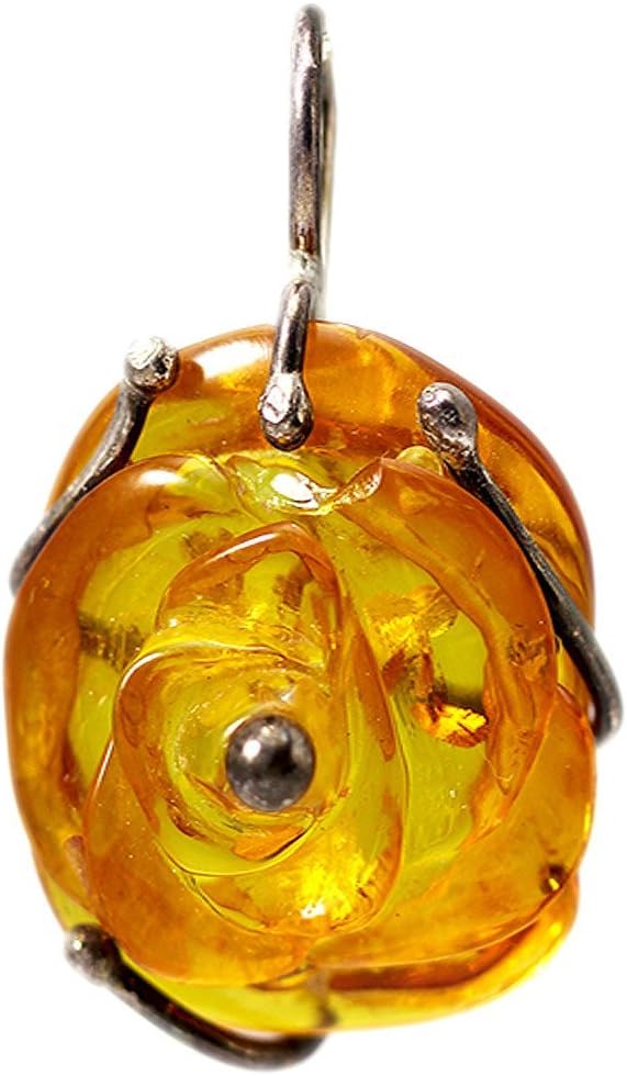Sterling Silver Carved Amber Pendant